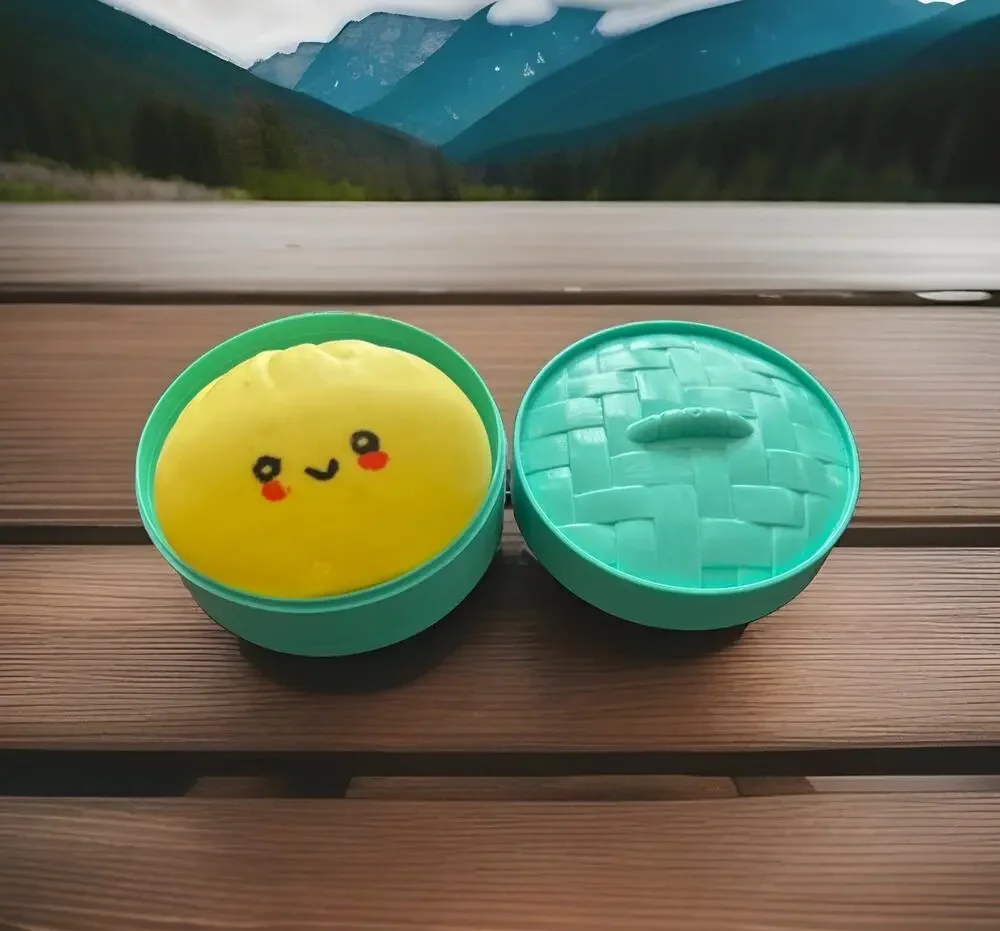 Opened RMS Rainbow Viral Mystery Dumpling - Yellow Squishy Bun Crazy Fun